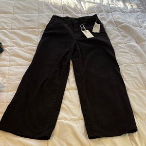 Good American Black Good Waist Palazzo Crop Jeans